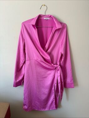 Pink Wrap Midi Dress - Unbranded
